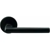 Hardbrass Deurkruk Athene op rond rozet 4mm dun - zwart