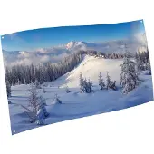 My Village Achtergrond doek Winter Bos 150 x 75 cm kersthuisje