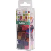 Rayher Hobby 205x stuks Transparante mozaiek steentjes mix kleuren 1 x 1 cm - Mozaiektegel