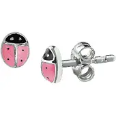 Trendjuwelier huiscollectie TFT Oorknoppen Lieveheersbeestje Zilver Gerhodineerd Glanzend 5.5 mm x 4.5 mm