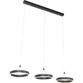 QAZQA Hanglamp zwart langwerpig incl. LED 3-staps dimbaar 3-lichts - Lyani