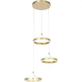 QAZQA Hanglamp messing rond incl. LED 3-staps dimbaar 3-lichts - Lyani