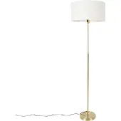 QAZQA Vloerlamp verstelbaar goud met kap wit 50 cm - Parte