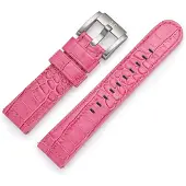 Marc Coblen Kalfslederen Horlogebandje met Alligator Structuur Roze 22mm