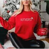 B&C Dames Sweater- KUTKERST- kersttrui-foute kersttrui-rood- rode sweater maat L Kut Kerst