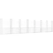 vidaXL Schanskorf U-vormig met 8 palen 860x20x200 cm ijzer