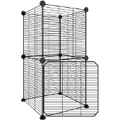 vidaXL Huisdierenkooi met deur 8 panelen 35x35x70 cm staal zwart