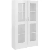 vidaXL Vitrinekast 82,5x30,5x150 cm bewerkt hout hoogglans wit