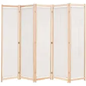 vidaXL Kamerscherm met 5 panelen 200x170x4 cm stof crème