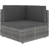 vidaXL Hoekbank sectioneel poly rattan grijs