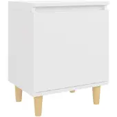 vidaXL Nachtkastje met massief houten poten 40x30x50 cm wit