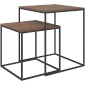 vidaXL Salontafelset, 2-delig, van houtvezel en metaal