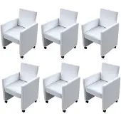 vidaXL Eetkamerstoelen met wieltjes kunstleer wit 6 st online kopen