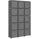 vidaXL Kast met 15 vakken met boxen 103x30x175,5 cm stof grijs