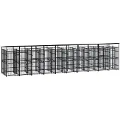 vidaXL Hondenkennel met dak 18,43 m² staal