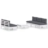 vidaXL 6-delige Loungeset met antracietkleurige kussens grenenhout