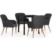 vidaXL 5-delige tuinset met kussens, zwart