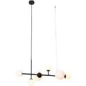 QAZQA Moderne hanglamp zwart met mat glas 6-lichts - Monaco