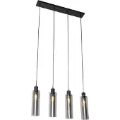 QAZQA Moderne hanglamp zwart met smoke glas 4-lichts - Stavelot
