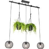 QAZQA Industriële hanglamp zwart 3-lichts - Flor