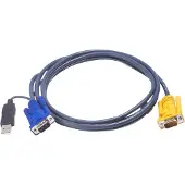 Aten 6M USB KVM Kabel met 3 in 1 SPHD en ingebouwde PS/2 naar USB omzetter - 6 m - VGA - Zwart - HDB-15 + USB A - SPHD-15 - Mannelijk