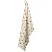 Clayre & Eef Theedoek 50x70 cm Beige Rood Katoen Rechthoek Hert Vaatdoek Beige Vaatdoek