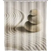 Wenko douchegordijn 180x200cm zand inclusief ringen