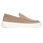 Manfield Beige suède loafers met sportieve zool | Maat 40