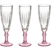 Vivalto Luxe Exotic Collection Champagneglazen set 6x stuks op roze voet 170 ml - Champagneglazen