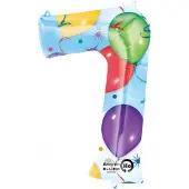 Amscan Grote "7" met Ballonnen & Serpentines Folie Ballon 58 x 88 cm