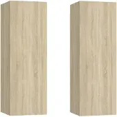 vidaXL Tv-meubels 2 st 30,5x30x90 cm bewerkt hout sonoma eikenkleurig