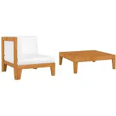 vidaXL 2-delige Loungeset met kussens massief acaciahout