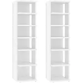 vidaXL Schoenenkasten 2 st 27,5x27x102 cm bewerkt hout wit