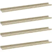 vidaXL Wandschappen 4 st 80x9x3 cm wit en sonoma eikenkleurig