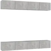 vidaXL Tv-meubelen 4 st 100x30x30 cm bewerkt hout betongrijs