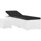 vidaXL Ligbed met kussen en theetafel poly rattan wit