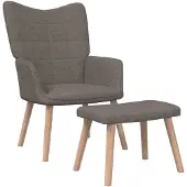 vidaXL Relaxstoel met voetenbank stof taupe
