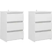 vidaXL Nachtkastjes 2 st 40x35x62,5 cm bewerkt hout wit