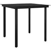 Natur24 vidaXL Tuin-eettafel, zwart, 80x80x74 cm, staal en glas