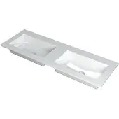 Ink Kraft Meubelwastafel 140x45cm Polystone - Dubbel - Zonder Kraangaten - Glans Wit - 8718835098001 - Rechthoekig - Wastafels, Meubelwastafels