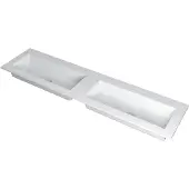 Ink Kraft Meubelwastafel 180x45cm Polystone - Dubbel - Zonder Kraangaten - Mat Wit - 8718835098216 - Rechthoekig - Wastafels, Meubelwastafels