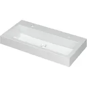 Ink Momento Meubelwastafel 90x45cm Polystone - 2 Kraangaten - Glans Wit - 8718835023447 - Rechthoekig - Wastafels, Meubelwastafels