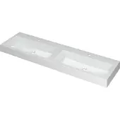 Ink Momento Meubelwastafel 160x45cm Polystone - Dubbel - 2 Kraangaten - Glans Wit - 8718835035037 - Rechthoekig - Wastafels, Meubelwastafels