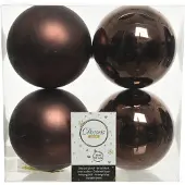 Décoris Kerstballen set | | Ø 10 cm | 4 stuks (Bruin)
