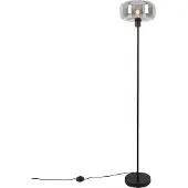 QAZQA Art deco vloerlamp zwart met smoke glas - Bizle