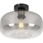 QAZQA Art Deco plafondlamp zwart met smoke glas - Bizle