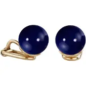 Traveller Clip Oorbellen - Oorclips Dames - Goudkleurig - Parels - 10 mm - Donker Blauw - Verguld - 112307