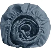 Yumeko Hoeslaken Katoensatijn 90x200 Blauw - Eco, Bio & Fairtrade