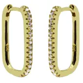 Karma - Oorringen - oorbellen - square hoops strass - earrings - 925 sterling zilver - 14k gouden plating - 20 MM