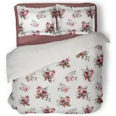 Linnick Dekbedovertrek katoen Raspberry - white 240x200/220cm